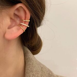 Ear Cuffs Non Piercing Ear Cuff Earrings for Teen Girl Gifts Trendy Stuff 14K Gold Plated Earrings for Women Hypoallergenic Non Pierced Clip on Cartilage Earring Set Jewelry