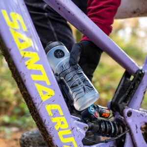 Peaty's Fidlock Lockin Magnetic Bike Water Bottle & Mount, Topo/Clear, 600 ml/ 20 oz.