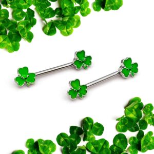 Body Candy 14G Womens Nipplerings Piercing Steel 2Pc Smile Shamrock St Patricks Mens Nipple Ring Set 9/16"