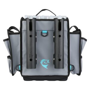 Evolution Fishing Rigger Series Kayak Tackle Bag - 3700 Size, Grey, Zipperless, Heavy Duty Water Resistant Tarpaulin Construction, 2 Rod Holders, Molded Bottom, Tackle Storage