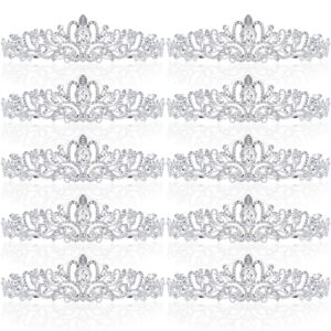 BBTO 10 Pcs Crystal Tiara and Crowns for Women Girls Princess Rhinestone Crown Queen Headband with Combs Bride Crown Tiara for Birthday Party Wedding Prom Hair Accessories(Silver)