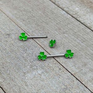 Body Candy 14G Womens Nipplerings Piercing Steel 2Pc Smile Shamrock St Patricks Mens Nipple Ring Set 9/16"