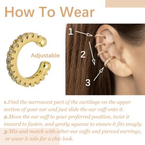 Ear Cuffs Non Piercing Ear Cuff Earrings for Teen Girl Gifts Trendy Stuff 14K Gold Plated Earrings for Women Hypoallergenic Non Pierced Clip on Cartilage Earring Set Jewelry