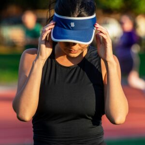 SAAKA Sport Visor for Women. Soft, Stretchy, Lightweight & Adjustable. Running, Tennis, Golf & Sports. (Navy Blue)