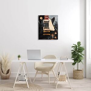 Stupell Industries Vintage Electric Guitar Music Notes Canvas Wall Art, Design by Savannah Miller