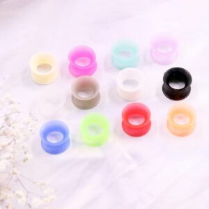 CHARMONLINE 24PCS Soft Silicone Ear Gauges Flesh Tunnels Plugs Stretchers Expander Double Flared Flesh Tunnels Ear Piercing Jewelry for Women Men (1/2"(12mm))