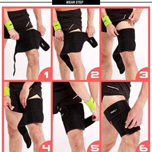 Dexlary Compression Thigh Recovery Sleeve for Hamstring Pain, Groin Pain, & Quad Support - Guaranteed to Speed up Recovery & Relieve Pain and Soreness - Great for Running & All Sports! (1 Sleeve)