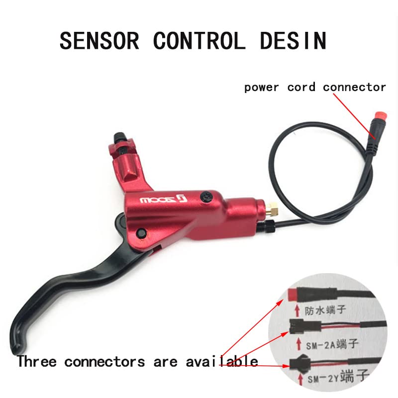 Four Pistons E-Bike Hydraulic Brake Set HB-876E 850/1550mm Sensor Control Disc Brake Power Off for Electric Scooter Brake Electric Bicycle Brake Set (Red+Disc)