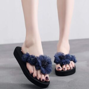 ZHOUXINGB Slippers for Women, Sandals Women Elegant Indoor Sandals Sexy Water Shoes Size 10 Shoes Gladiator Heels Business House Slippers for Women Non Slip Navy