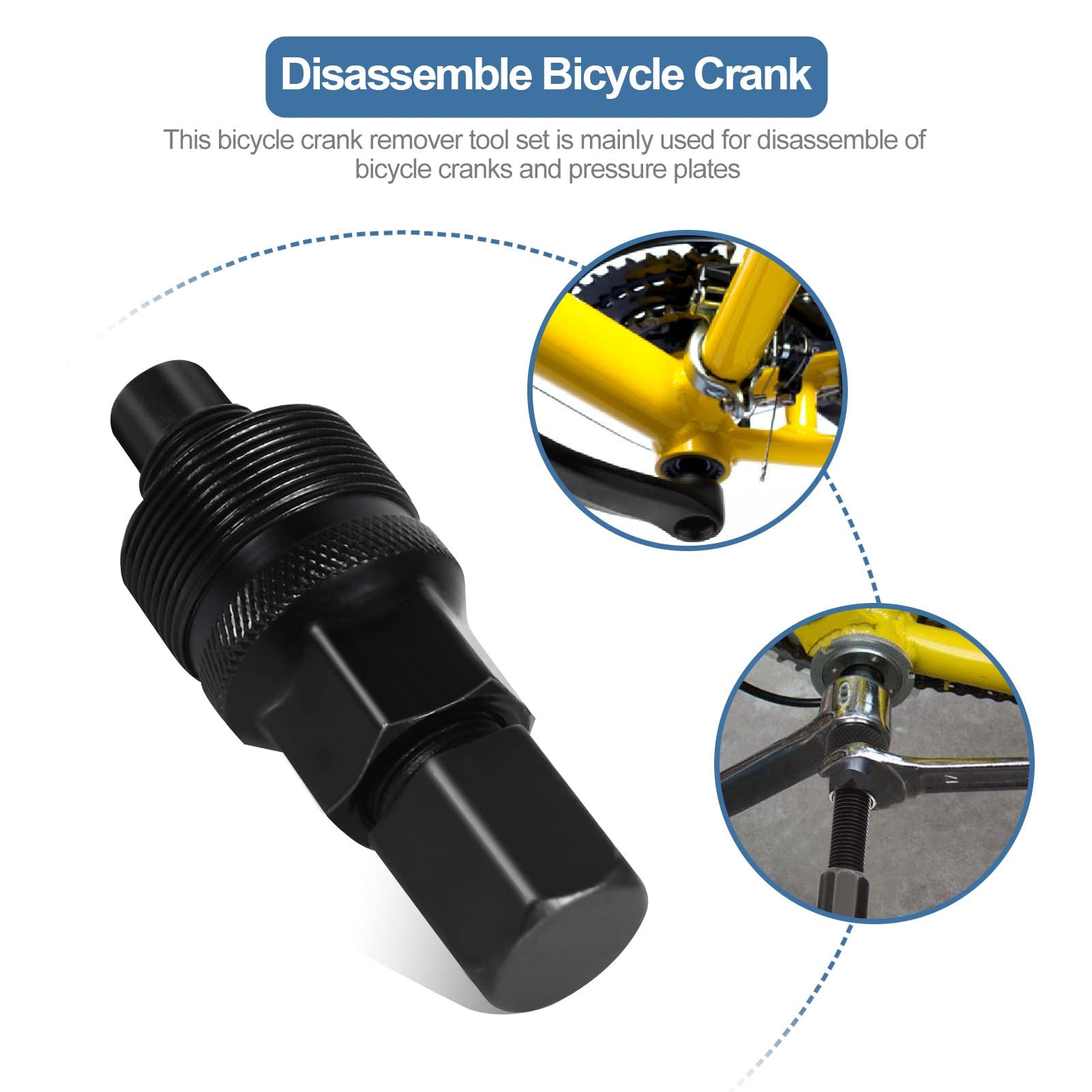 Pilipane Bikes Crank Puller, Long-Lasting Bikes Crank Extractor, Bikes Crankset Crank Arm Wheel Wrench Remover with a Removable Heads, Compact Crank Removal Tool for Mountain Bikes Road Bikes