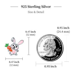 925 Sterling Silver Cute Animal Stud Earrings for Women Mushroom Frog/Fox/Cow/Sloth/Koala Earrings Stud for Womens Animal Stud Earrings for Sensitive Ears Hypoallergenic (Bunny)