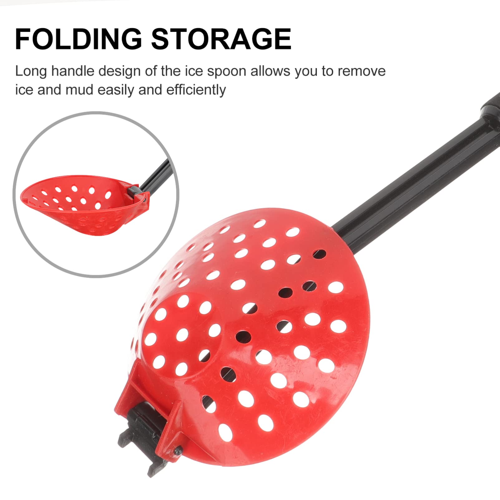 BESPORTBLE 2pcs Fishing Ice Fishing Spoon Fishing Tools Winter Ice Fishing Scoop Ice Scoop Skimmer Outdoor Tools Ice Picks Ice Fishing Equipment Outdoors Gear Red Abs Colander Fold