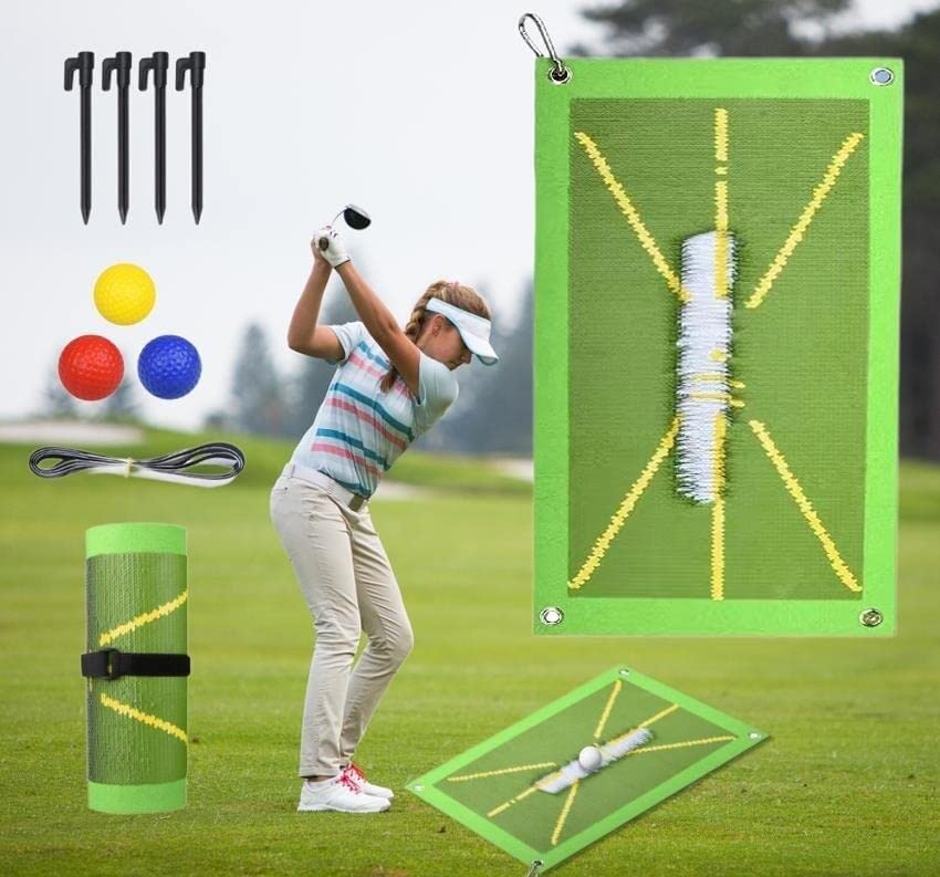 Ujicde Golf Training Mat for Swing Detection Batting, Golf Mat That Shows Swing Path, Analysis Swing Path and Correct Hitting Posture Golf Practice Mat, Golf Training Aid Equipment