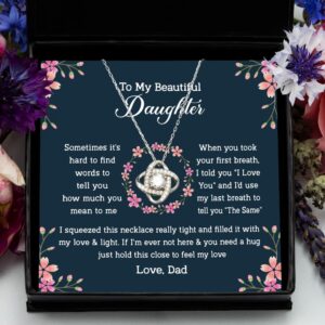 PRINT9GIFT To My Daughter Necklace From Dad, Jewelry Pendent Necklace with Message Card Birthday Gifts Idea For Daughter From Father