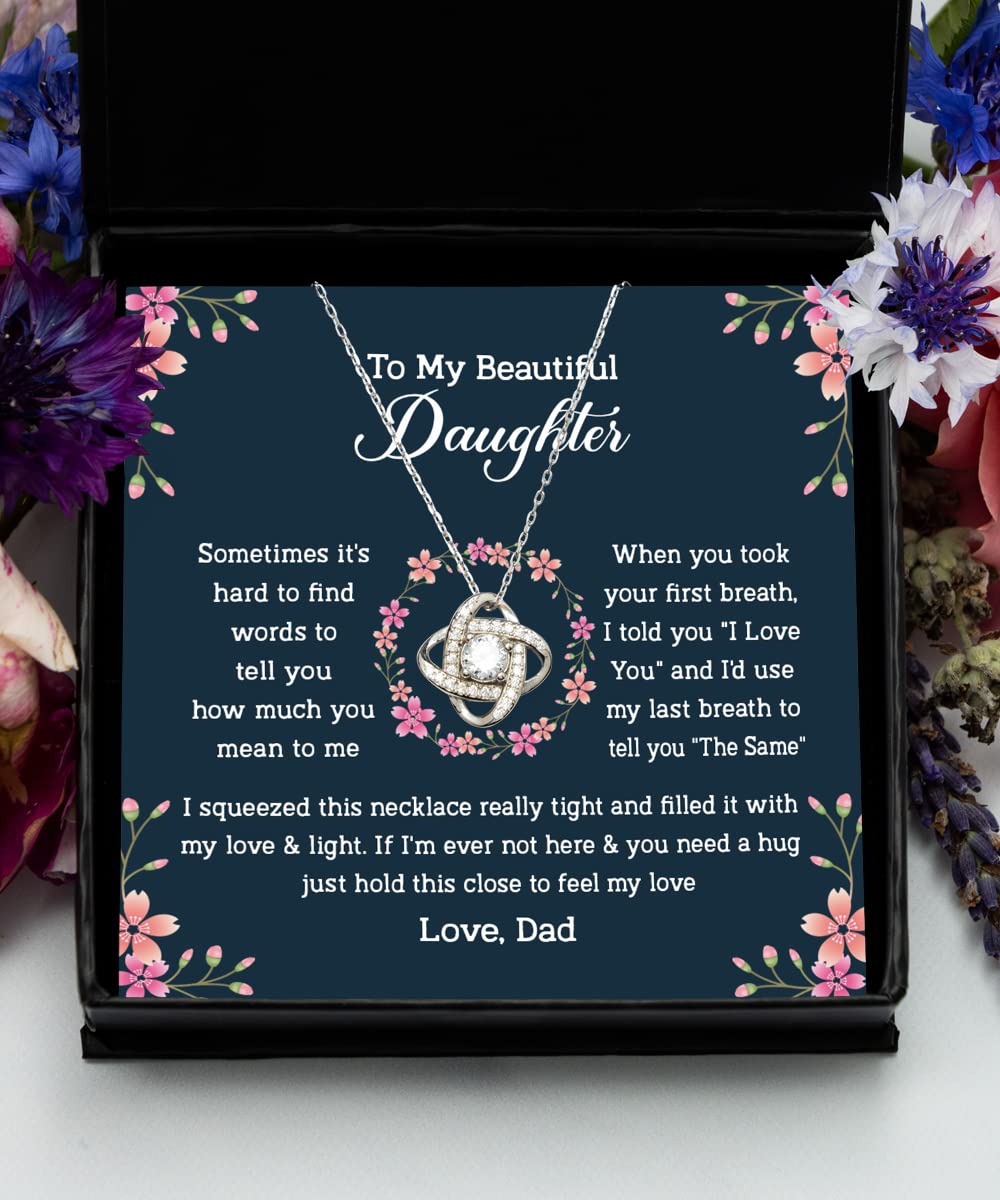 PRINT9GIFT To My Daughter Necklace From Dad, Jewelry Pendent Necklace with Message Card Birthday Gifts Idea For Daughter From Father