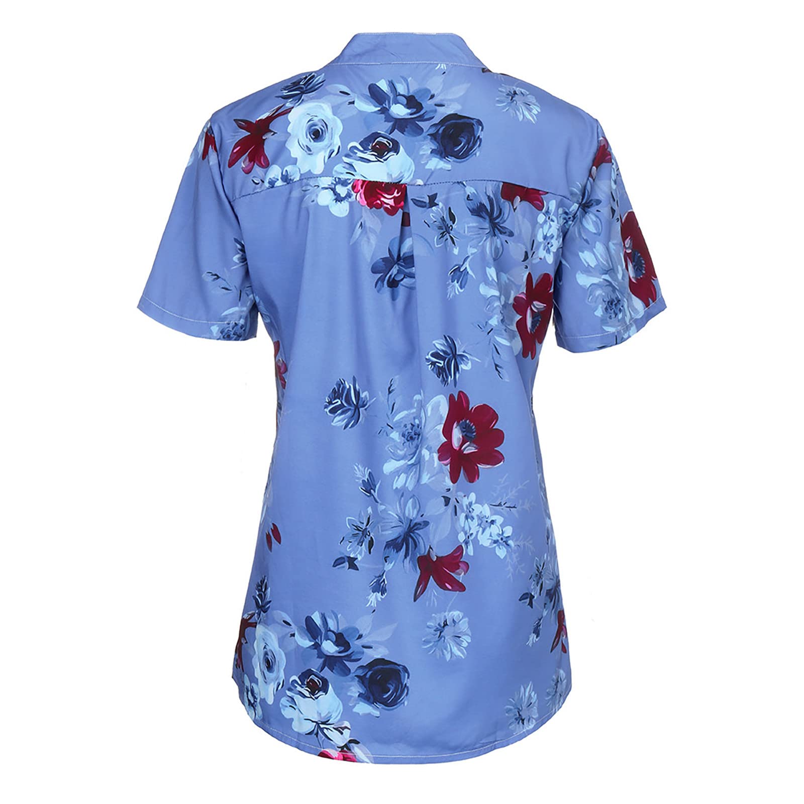 Womens Summer Casual Tops Short Sleeves T Shirts Fashion Floral Prints V Neck Tunic Shirts Loose Fit Comfy Dressy Blouse