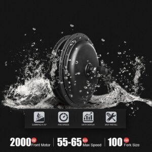 Electric Scooter Hub Motor, 48V 2000W Aluminum Alloy Rims Noiseless Electric Rear Wheel Hub Motor, Super Power Rear Hub Motor for DIY Electric Motorbike Mountain