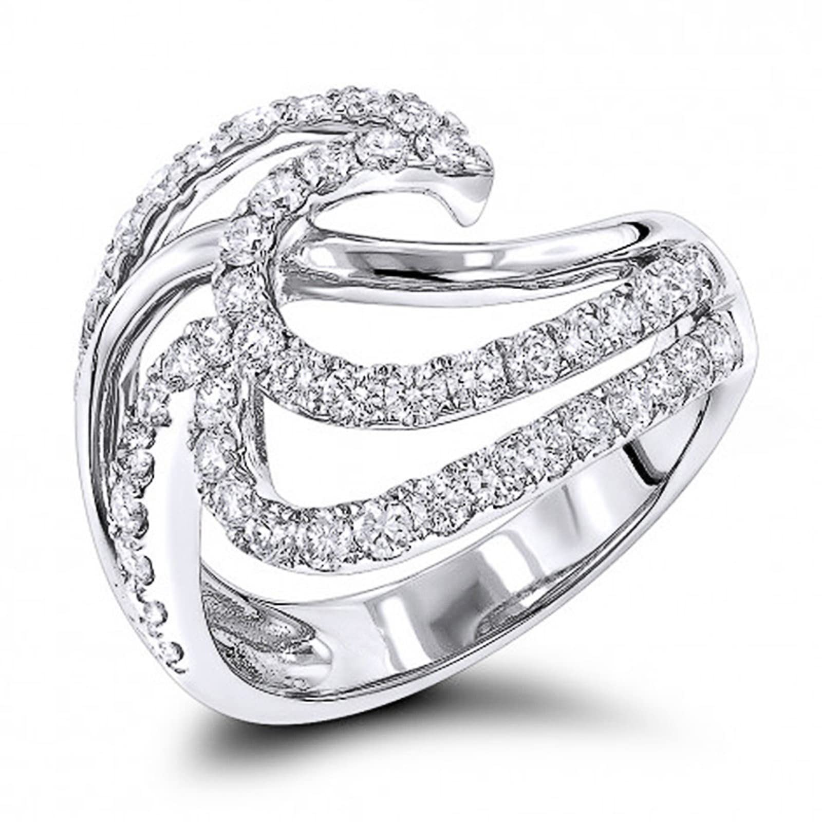 Psiroy 925 Sterling Silver Plated Cubic Zirconia Wave CZ Wedding Band Ring for Women Size 7