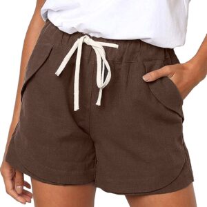 Women's Drawstring Print Cotton Chino Shorts Comfort Regular Fit Flowy Casual Dressy Summer Popular Bike Boy Shorts