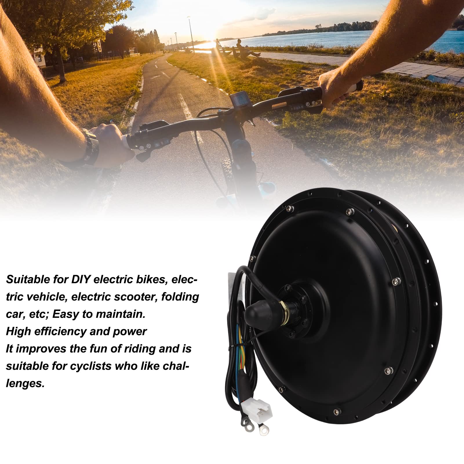 Electric Scooter Hub Motor, 48V 2000W Aluminum Alloy Rims Noiseless Electric Rear Wheel Hub Motor, Super Power Rear Hub Motor for DIY Electric Motorbike Mountain