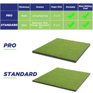 Golfguru 5x4ft PRO Artificial Turf Golf Mat + Golfguru All in 1 Golf Practice Net with XL Tri-Turf Golf Hitting Mat