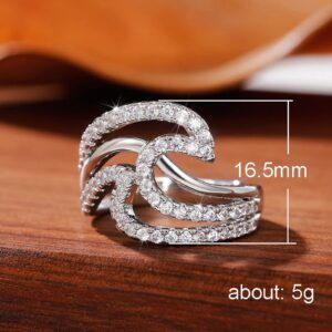 Psiroy 925 Sterling Silver Plated Cubic Zirconia Wave CZ Wedding Band Ring for Women Size 7