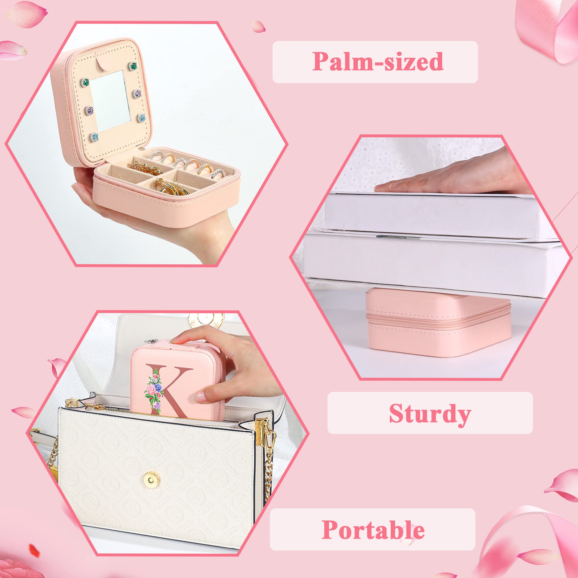 Yesteel Travel Jewelry Case Jewelry Box Jewelry Organizer, Initial Small Jewelry Boxes for Women Travel Jewelry Box, Travel Essentials Travel Accessories for Women, Teen Girl Gifts Letter M