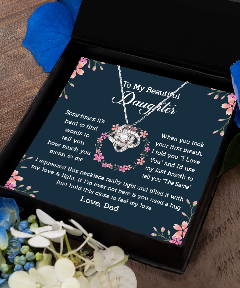 PRINT9GIFT To My Daughter Necklace From Dad, Jewelry Pendent Necklace with Message Card Birthday Gifts Idea For Daughter From Father