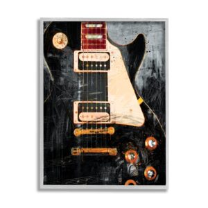 stupell industries vintage electric guitar music notes giclee framed wall art, design by savannah miller