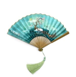 chinese fan vintage xuan paper fans with gift box, foldable bamboo folder for chinese men and women fan japanese fan (color : onecolor, size : 16.7cm)