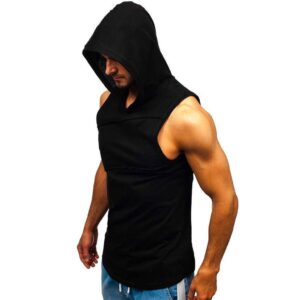 Men's Workout Hooded Tank Tops Sleeveless Gym Hoodies Bodybuilding Muscle Cut Off T-Shirts 2023 Tank Tops Men