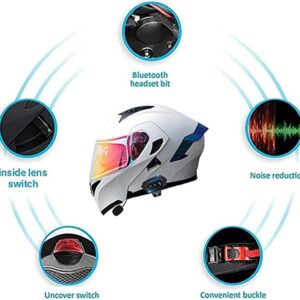 YMKJGZS Motorbike Motorcycle Modular Bluetooth Helmet DOT Approved Flip Up Front Helmets Integrated Dual Anti-Fog Visors Full Face Street Racing Helmet for Adults Men Women (14,M(57-58CM))