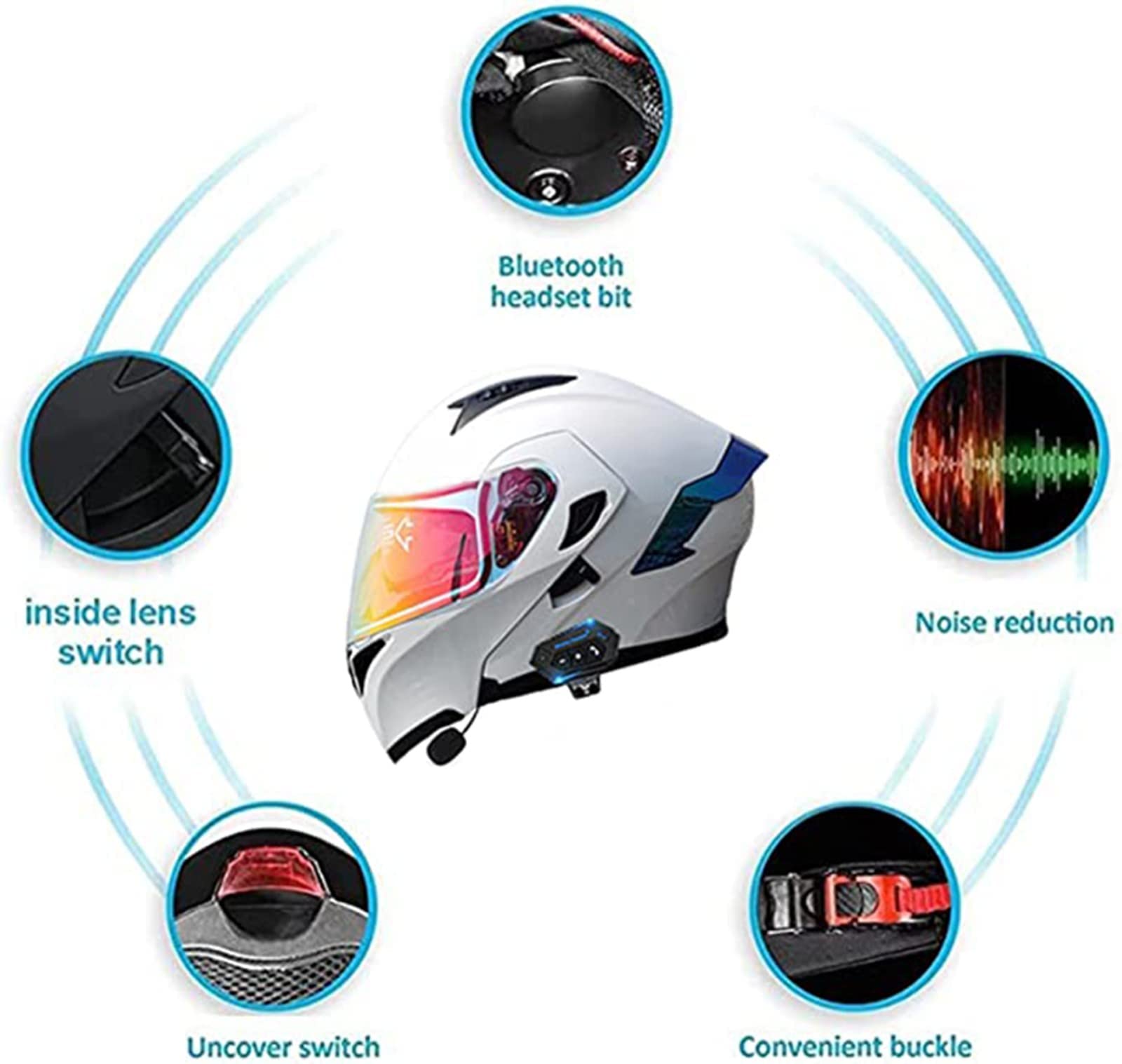 YMKJGZS Motorbike Motorcycle Modular Bluetooth Helmet DOT Approved Flip Up Front Helmets Integrated Dual Anti-Fog Visors Full Face Street Racing Helmet for Adults Men Women (14,M(57-58CM))