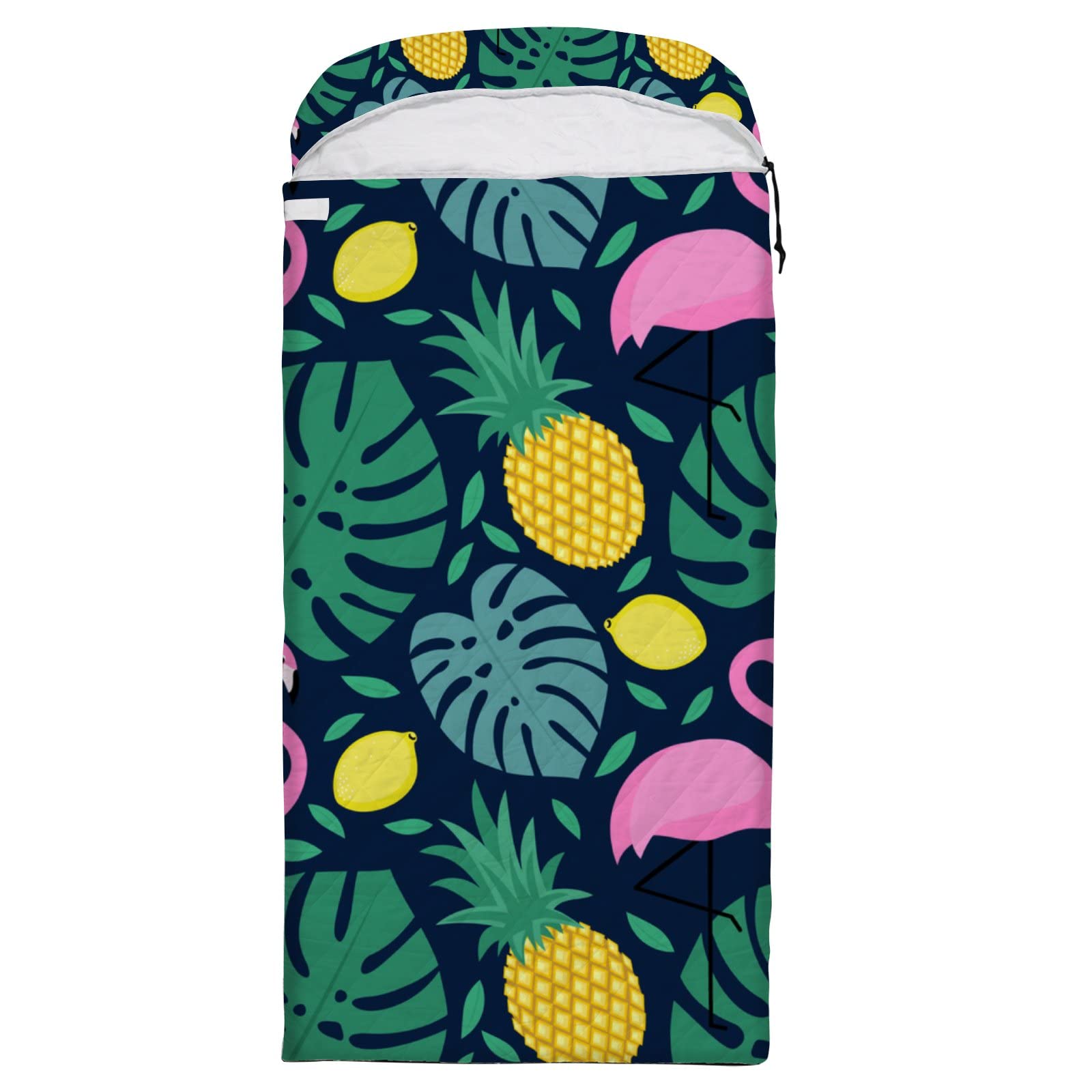 Folding Sleeping Bag Sleep Bag Tropical Pineapple Flamingo Palm Leaves Cover Mat for Travel Camping Hiking Women Men Adult 3 Seasons