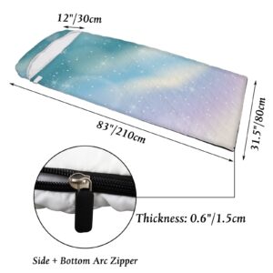 Sleeping Bag Christmas New Year Winter Snowflakes Stars Galaxy Sleep Bag Cover Mat for Travel Camping Hiking Women Men Adult 3 Seasons