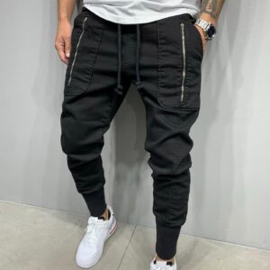 Men's Classic Trousers Elastic Waist Lightweight Stretchy Pants Low Crotch Outdoor Bottoms,Diesel Skinny Stretch Jeans Signature Ripped Designer Biker(B-Black,X-Large)