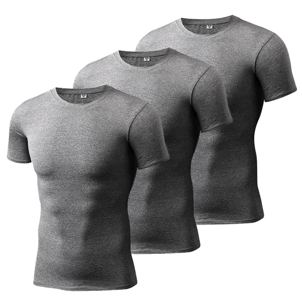 Valcatch 1/2/3 Pack Compression Shirts Men Short Sleeve Moisture Wicking Athletic Workout Shirt Gym Running Base Layer