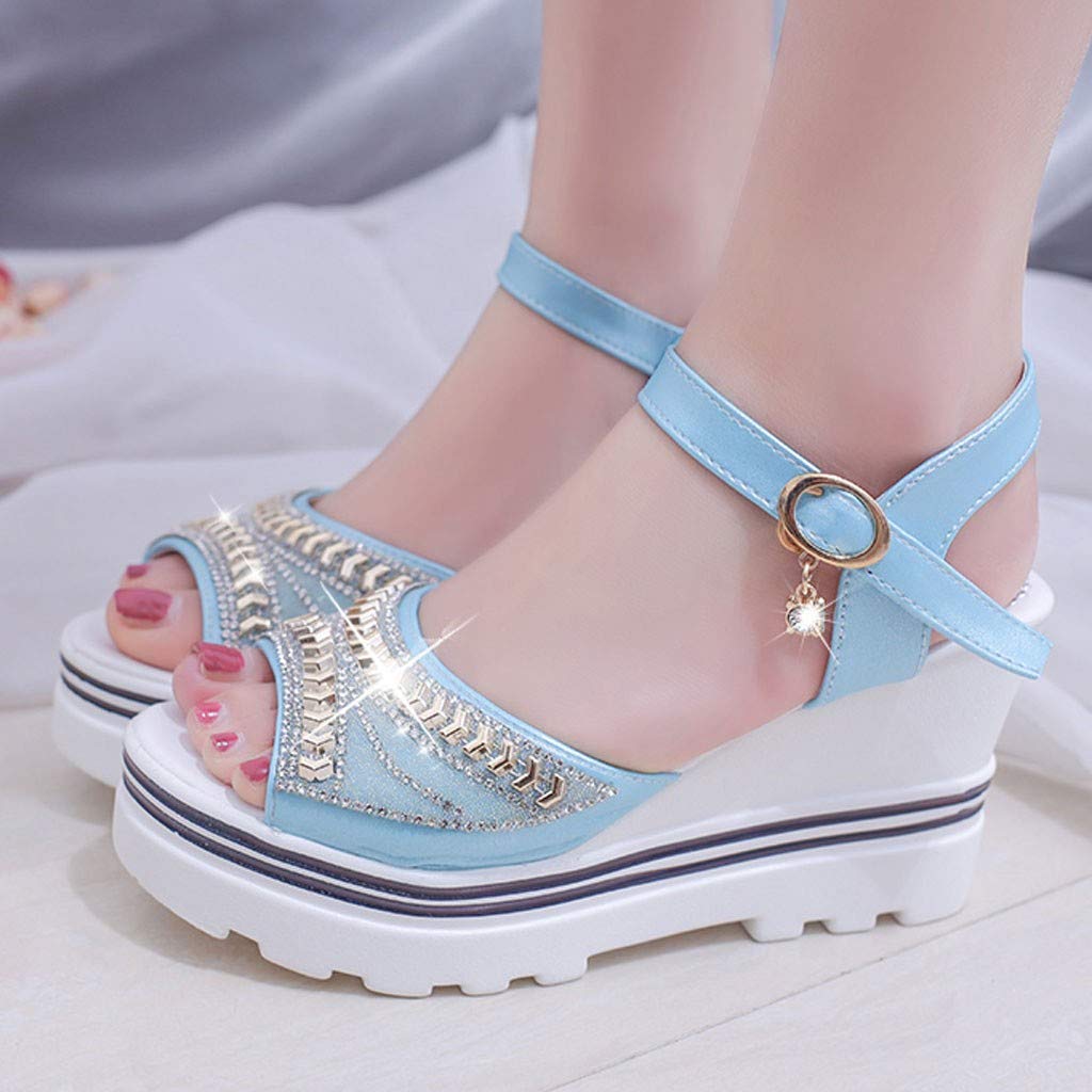 ZHOUXINGB Clear Heels for Women Gladiator Sandals for Women Lace Up Rain Sandals Trail Water Sandals Retro Shoes Hiking Boots Heels Cute Cow Print Shoes for Women Blue