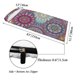 Sleeping Bag Sleep Bag Cover Hippie Mandala Patchwork Geometric Floral Mat for Travel Camping Hiking Women Men Adult 3 Seasons Cold Warm Weather