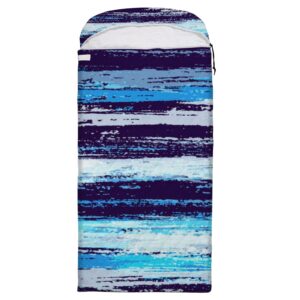 sleeping bag sleep bag watercolor stripe blue navy abstract retro cover mat for travel camping hiking women men adult 3 seasons cold warm weather