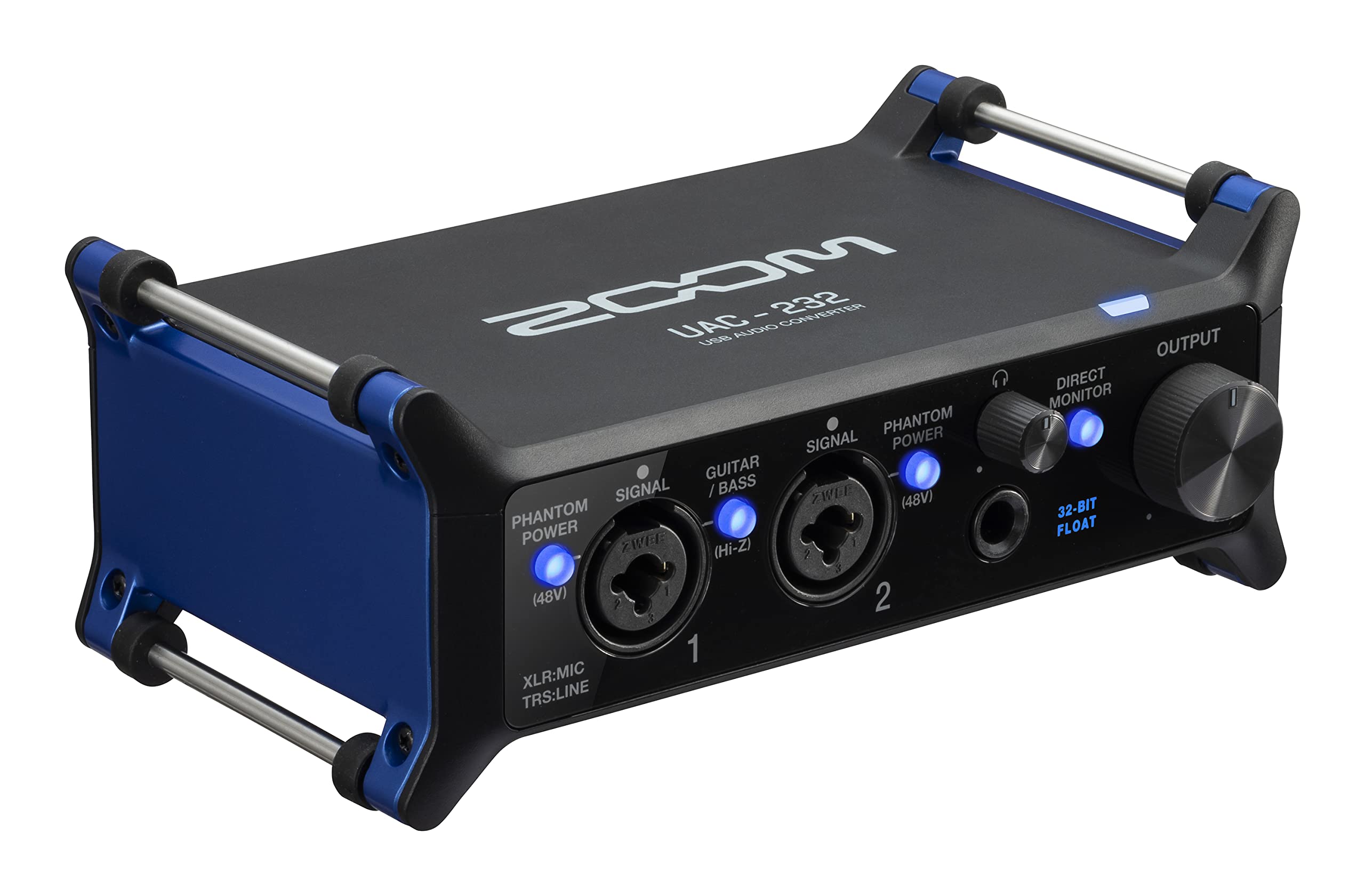 Zoom UAC-232 Audio Converter with 32-Bit Float, Audio Interface,2 XLR/TRS Combo Inputs, Headphone Outputs, 192 kHz Sample Rate, For Music & Streaming