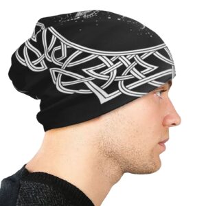 Sigouyinei Black and White Pagan Witch Moth Knit Hat Slouchy Skull Cap Beanie Hat for Men Women Gifts