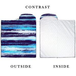 Sleeping Bag Sleep Bag Watercolor Stripe Blue Navy Abstract Retro Cover Mat for Travel Camping Hiking Women Men Adult 3 Seasons Cold Warm Weather