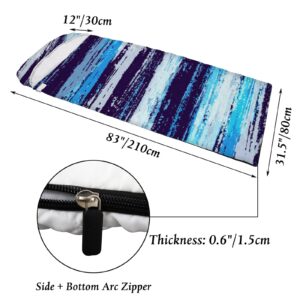 Sleeping Bag Sleep Bag Watercolor Stripe Blue Navy Abstract Retro Cover Mat for Travel Camping Hiking Women Men Adult 3 Seasons Cold Warm Weather