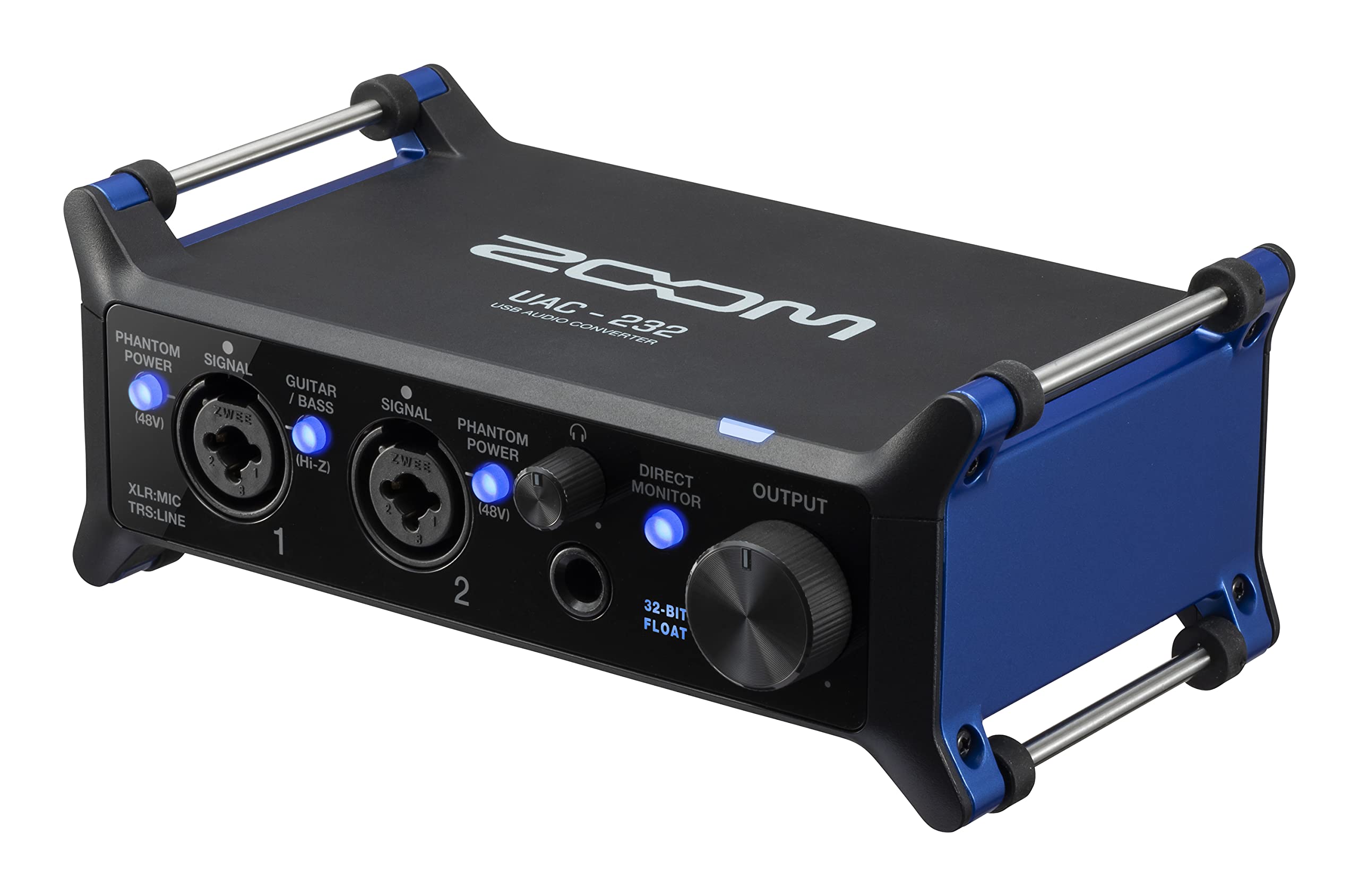 Zoom UAC-232 Audio Converter with 32-Bit Float, Audio Interface,2 XLR/TRS Combo Inputs, Headphone Outputs, 192 kHz Sample Rate, For Music & Streaming