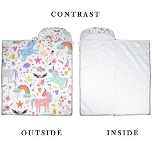 Portable Sleeping Bag Cute Rainbow Stars Unicorns Floral Flowers Sleep Bag Cover Mat for Travel Camping Hiking Women Men Adult 3 Seasons