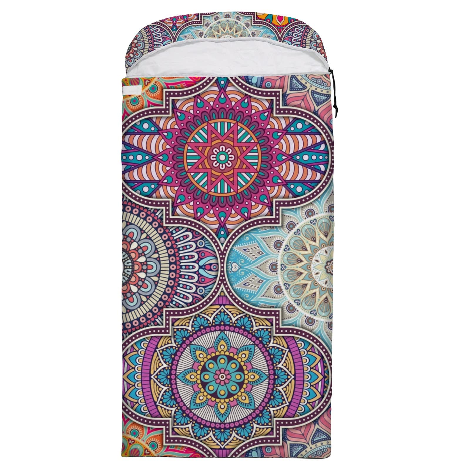 Sleeping Bag Sleep Bag Cover Hippie Mandala Patchwork Geometric Floral Mat for Travel Camping Hiking Women Men Adult 3 Seasons Cold Warm Weather