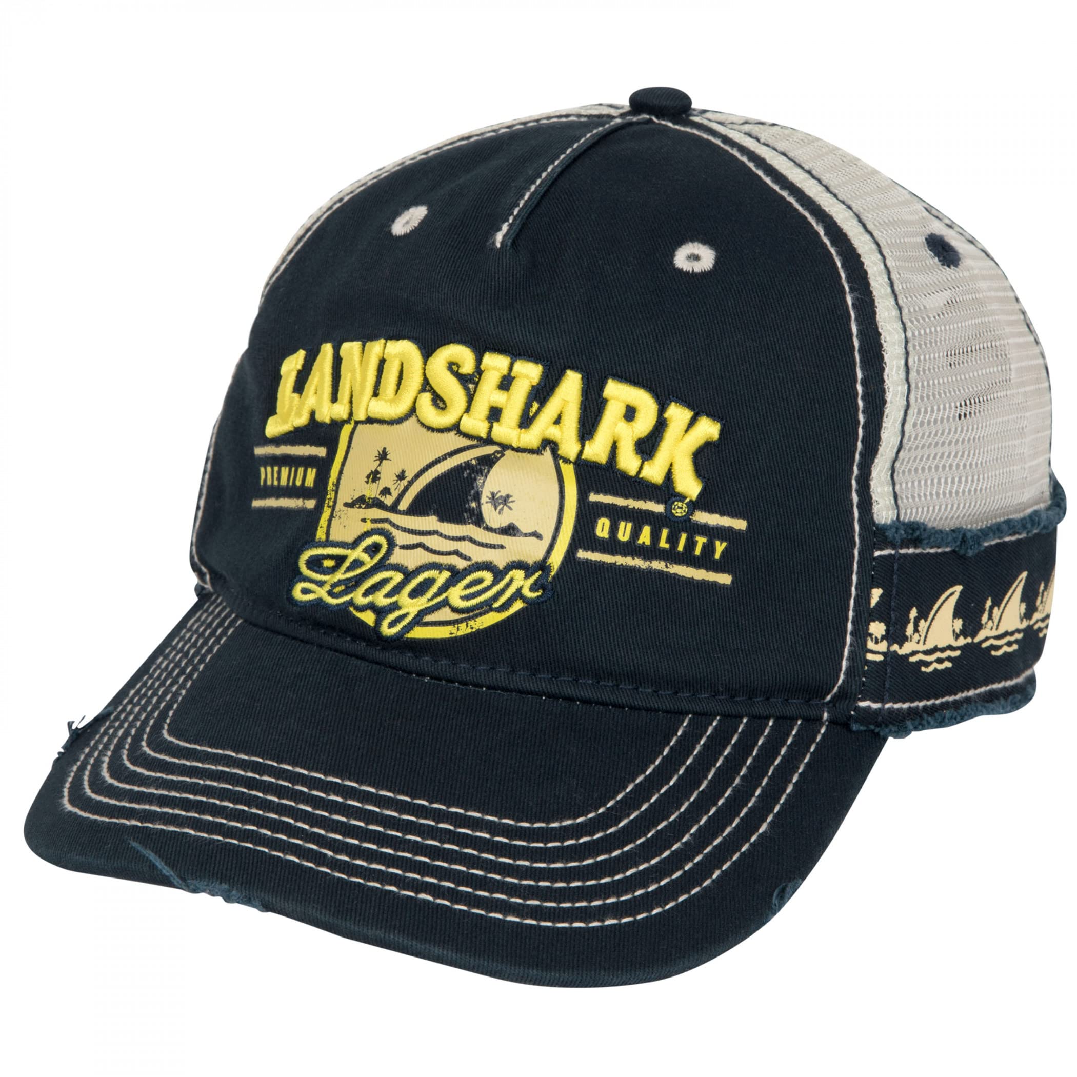 Margaritaville Landshark Lager Logo Distressed Adjustable Hat Navy