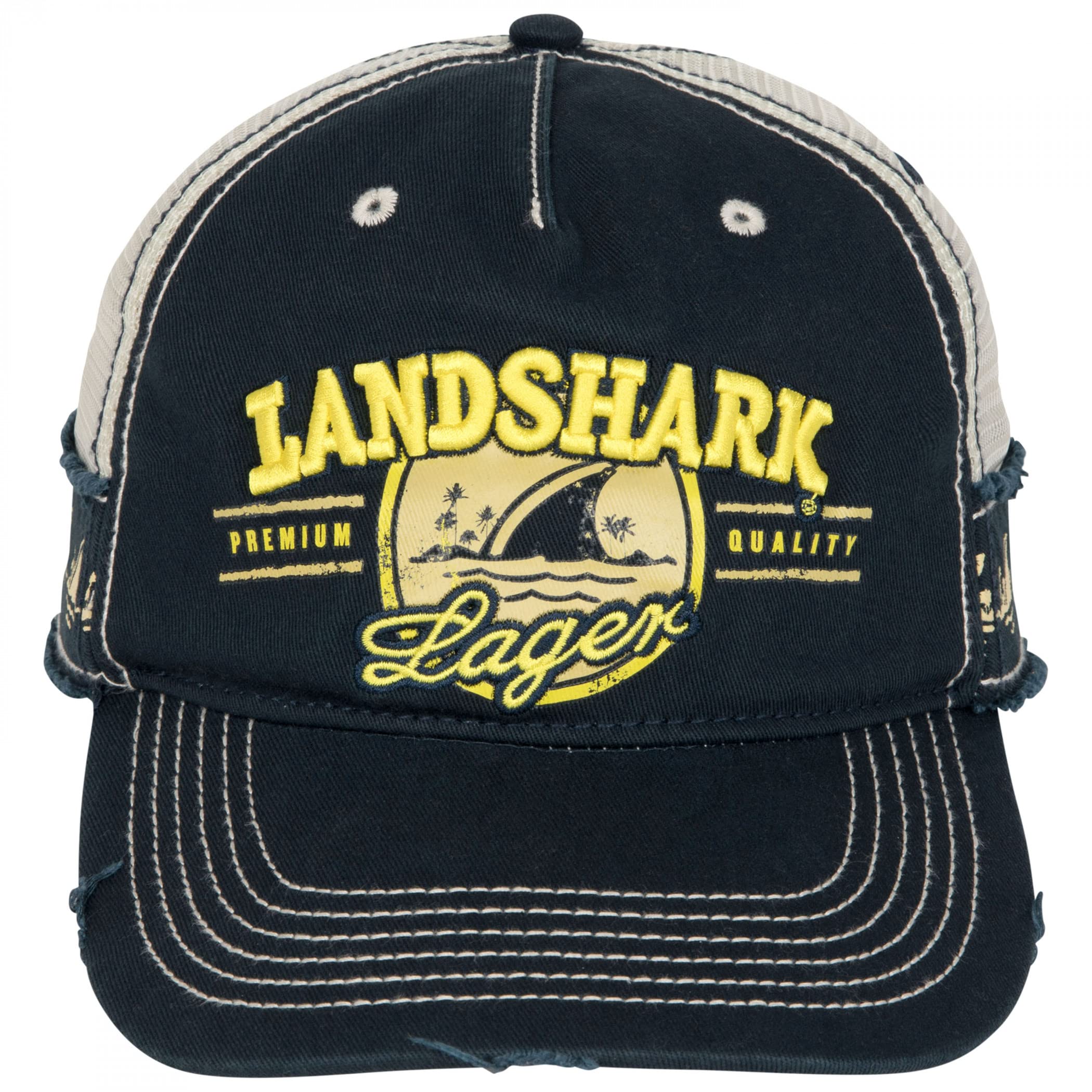 Margaritaville Landshark Lager Logo Distressed Adjustable Hat Navy