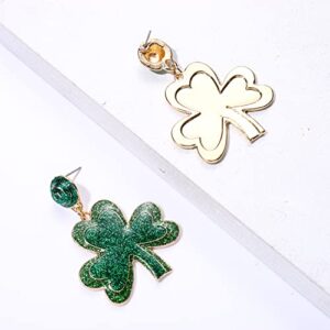 2 Pairs St. Patrick's Day Earrings for Women, Glitter Shamrock Earrings Green Irish Lucky Earrings, St. Patrick's Day Accessories Parade Party Favors Jewelry Gifts (2 Pairs A)